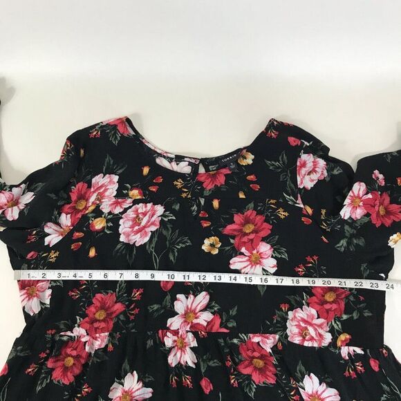 Torrid Babydoll Gauze Keyhole Front Tunic Top Women's Plus 3/3X Black Floral - Picture 8 of 13